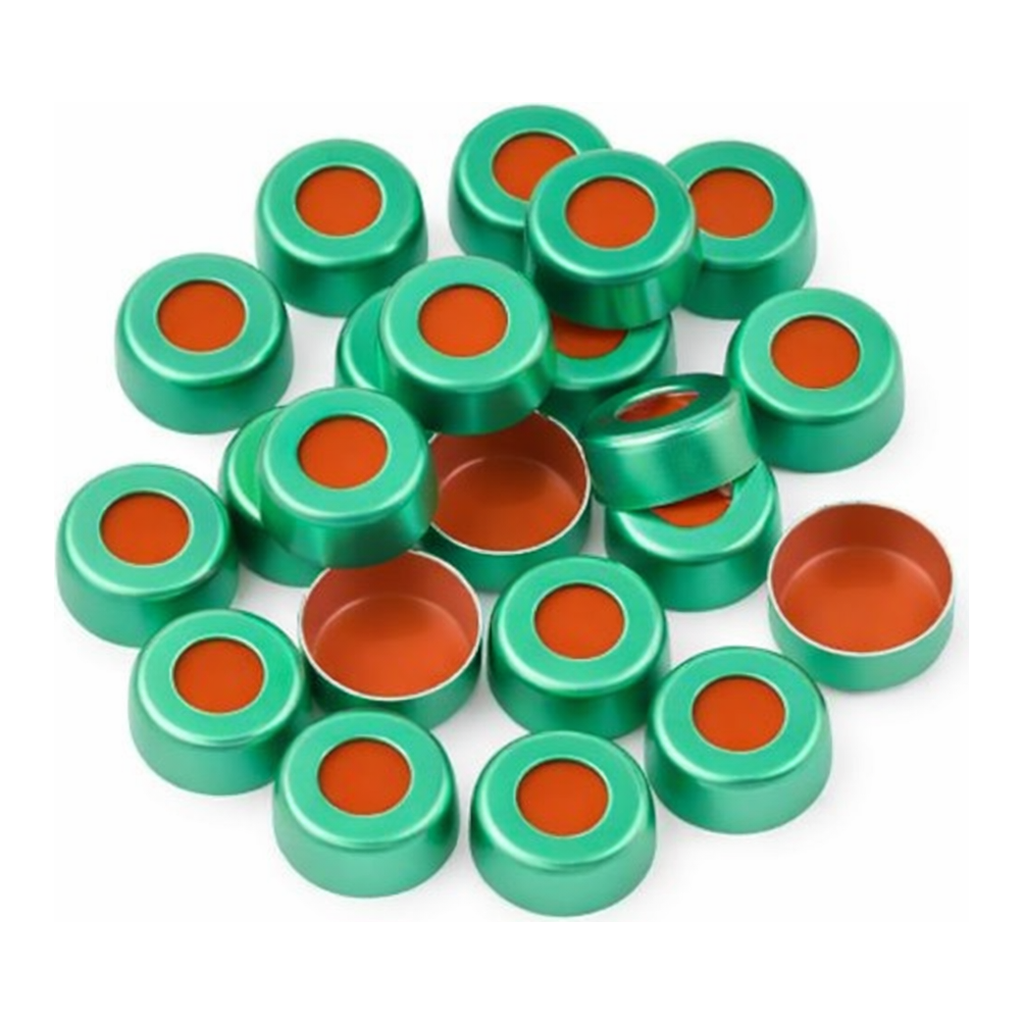 Restek Caps, Crimp Seal, 11mm Green PTFE/RR Pack of 100