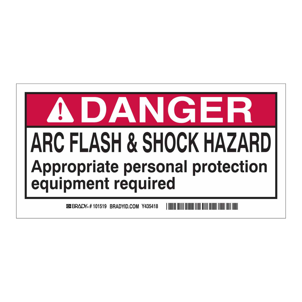 Brady DANGER Arc Flash And Shock Hazard Labels