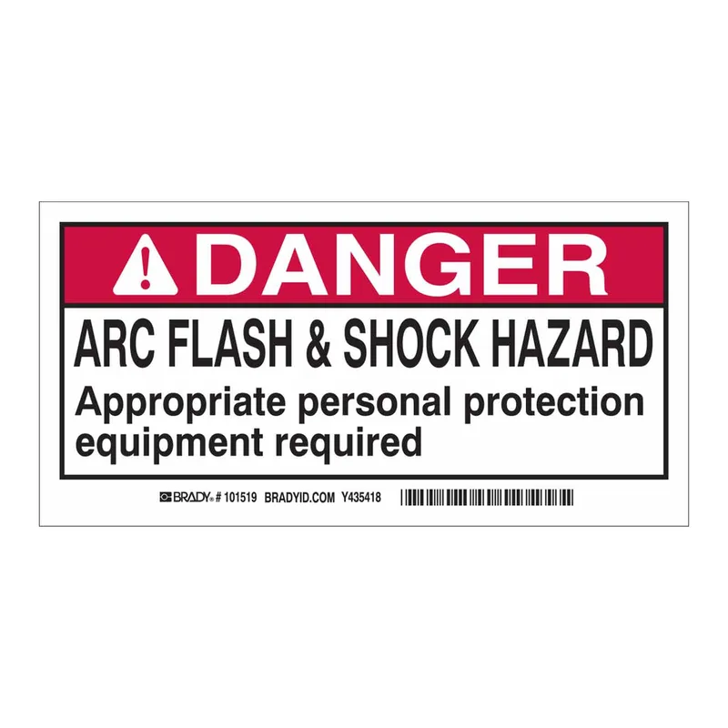 Brady DANGER Arc Flash And Shock Hazard Labels