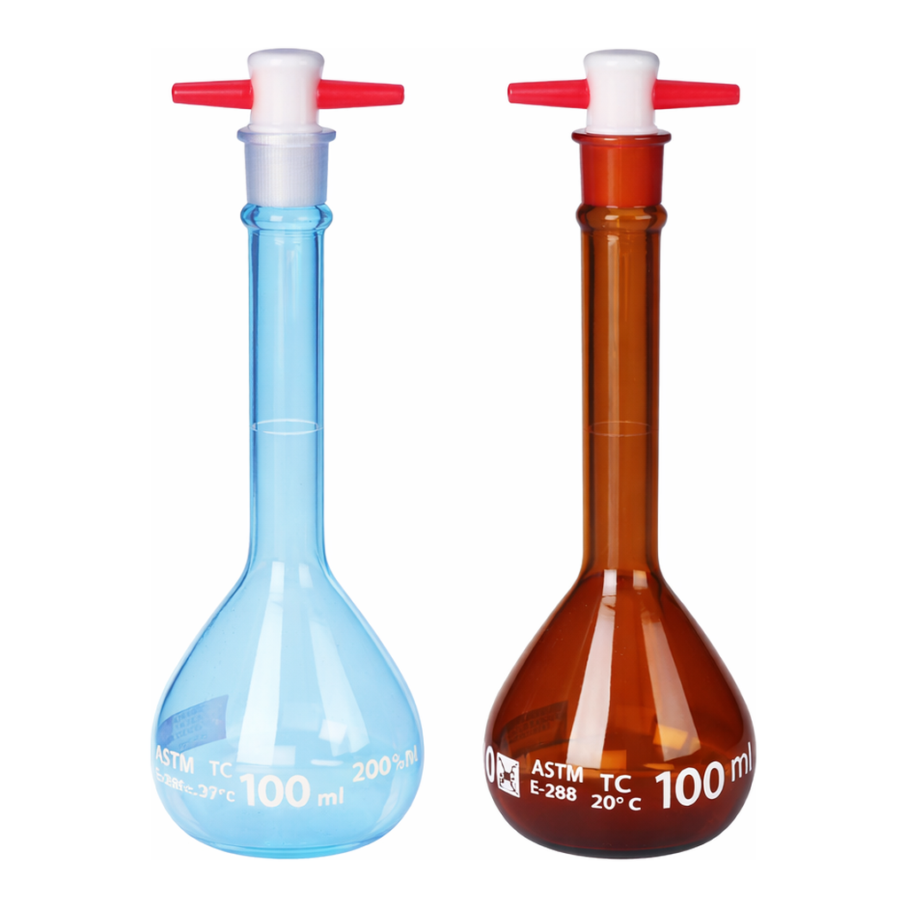Daihan Science Glassco QR Coded ASTM Volumetric Flasks, A-class, Serialized, Clear & Amber, Bo