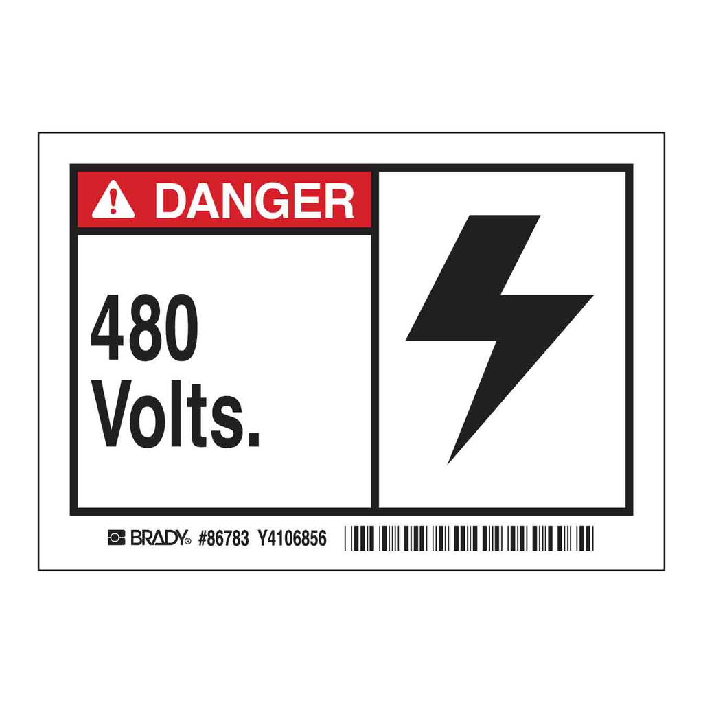 Brady DANGER 480 VOLTS Labels