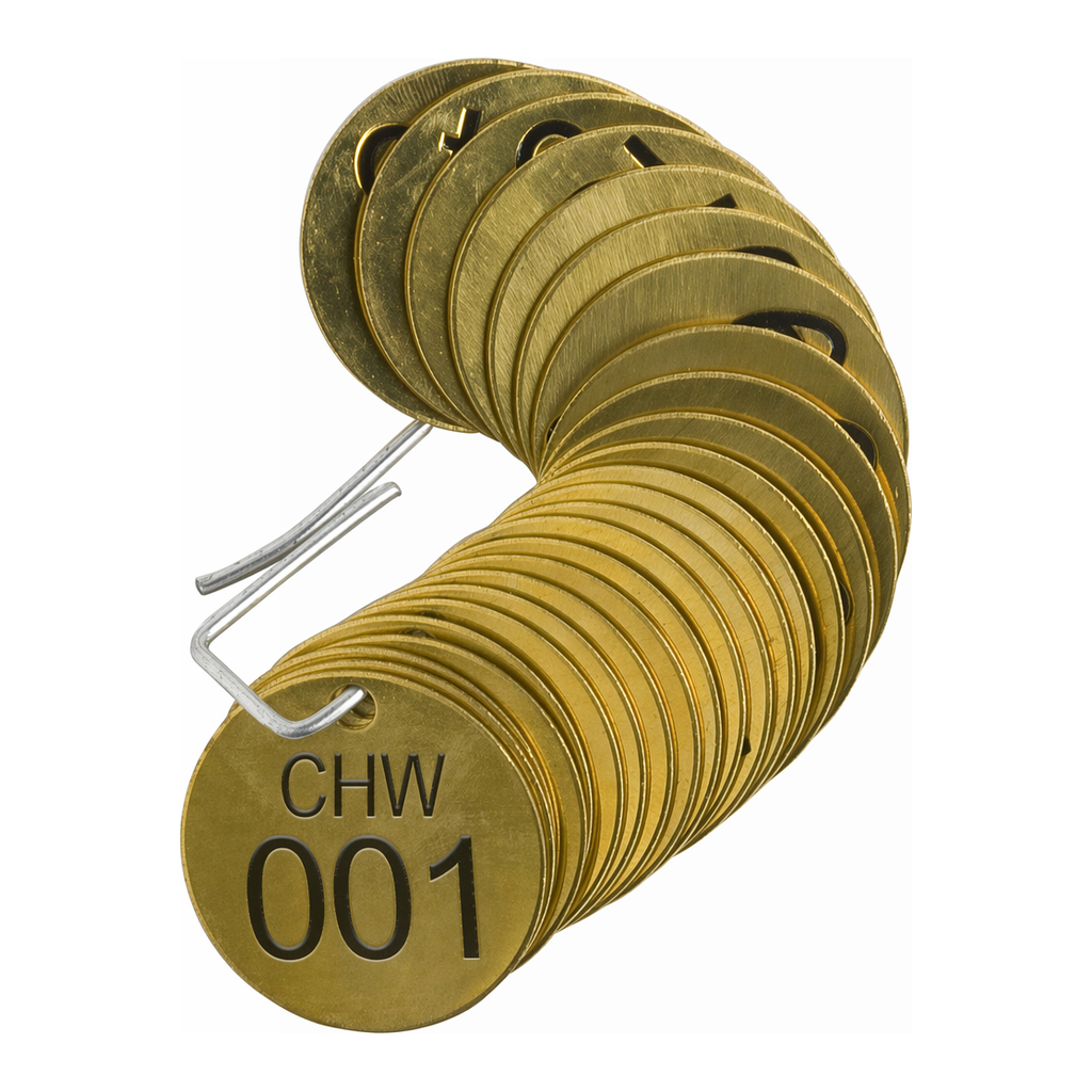 Brady Stamped Brass Valve Tags CHW Chilled Water