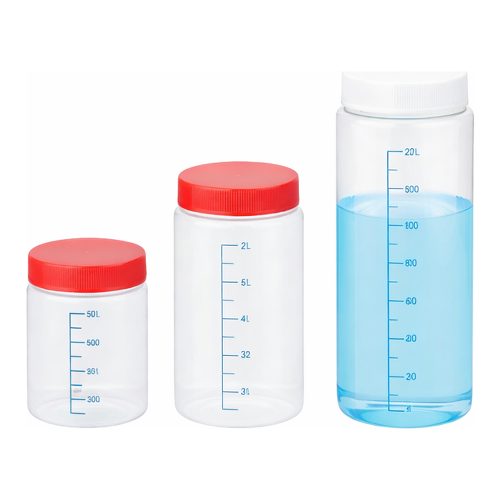 AS ONE Wide Mouth T-shaped Bottle (made Of Clear PVC with Blue Scale) 50 Bottles 500mL