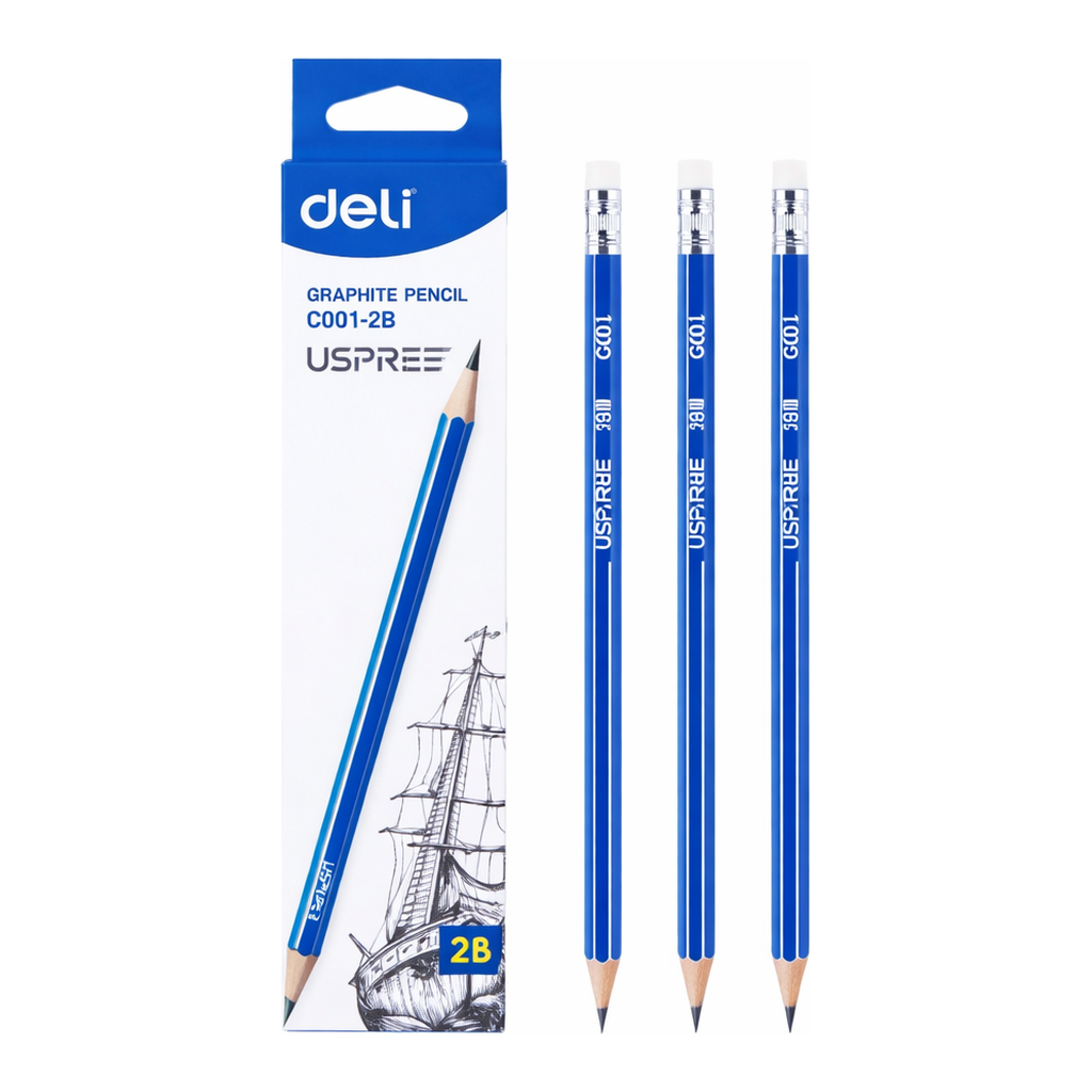 OFFICENEX DELI EC001 블루 삼각연필 2B (12자루/타)