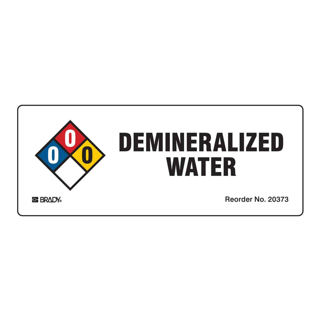 Brady Demineralized Water NFPA Labels