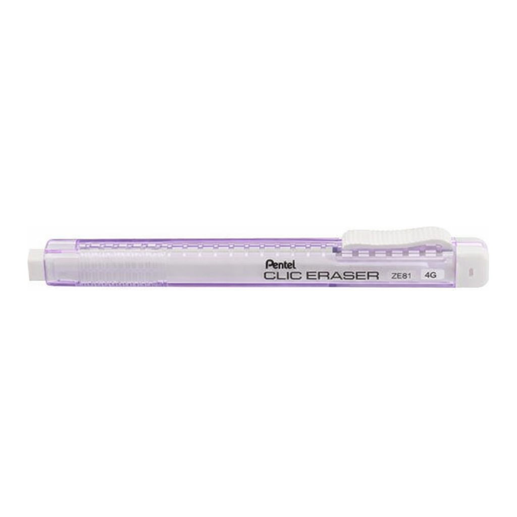 OFFICENEX NON-PVC 클릭 이레이져 클리어 바이올렛(노크식/11*16*116mm)