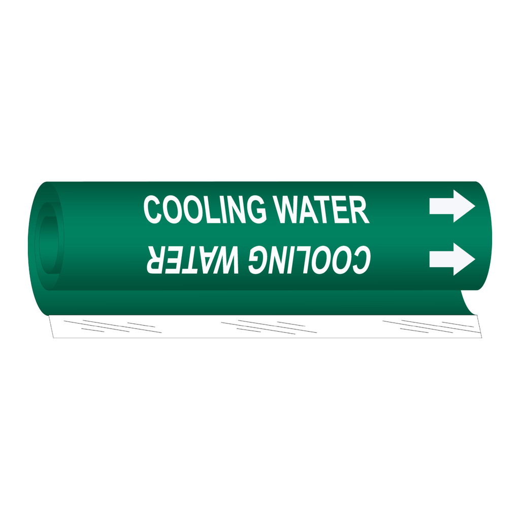 Brady COOLING WATER High Performance Pipe Marker - 0.375" - 0.5", White on Green