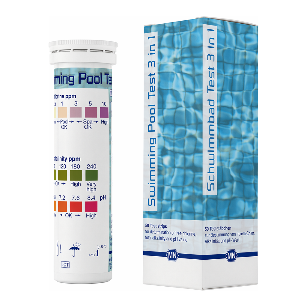 Semi-quantitative test strips Swimming pool test 3 in 1