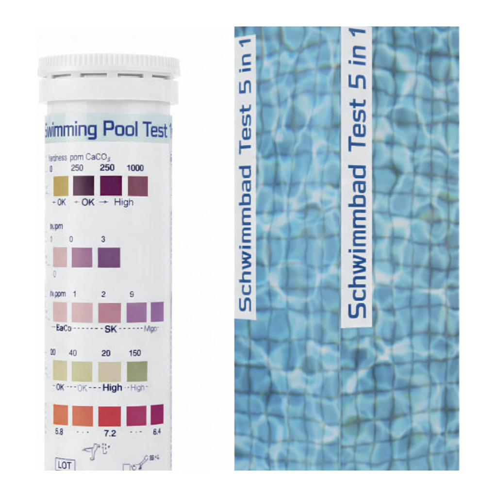 Semi-quantitative test strips Swimming pool test 5 in 1