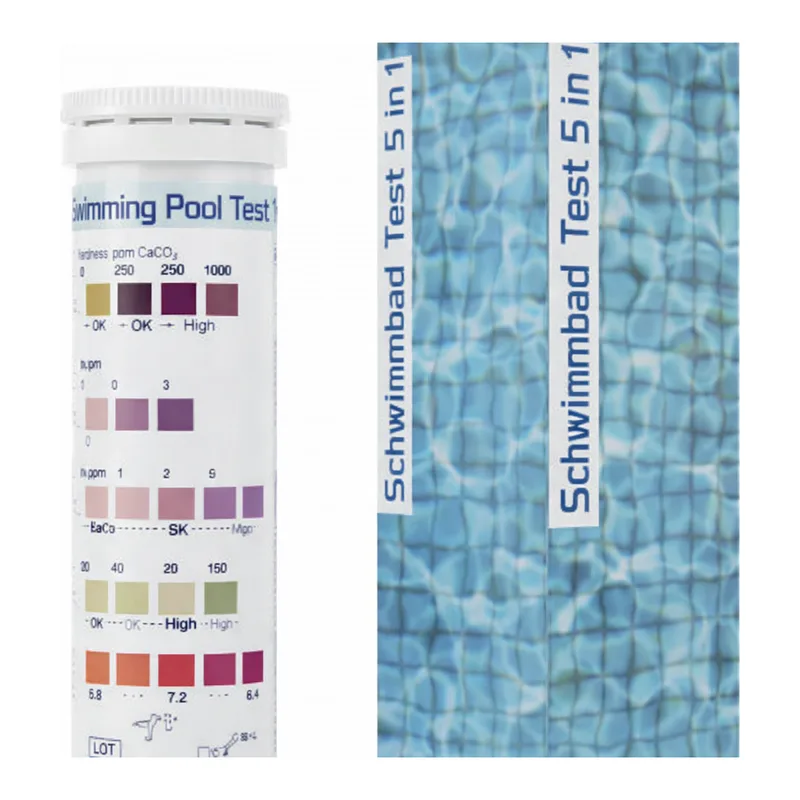 Semi-quantitative test strips Swimming pool test 5 in 1