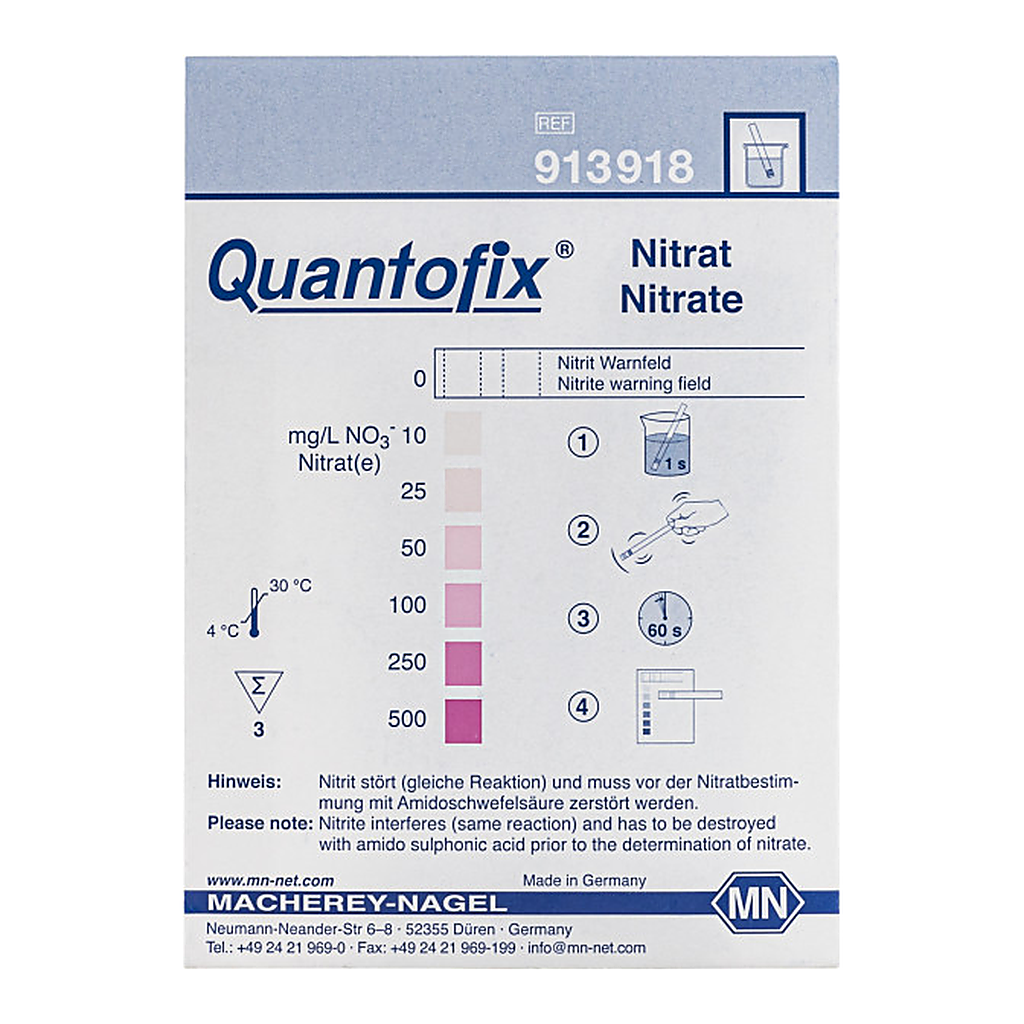 Semi-quantitative test strips QUANTOFIX Nitrate, test sets