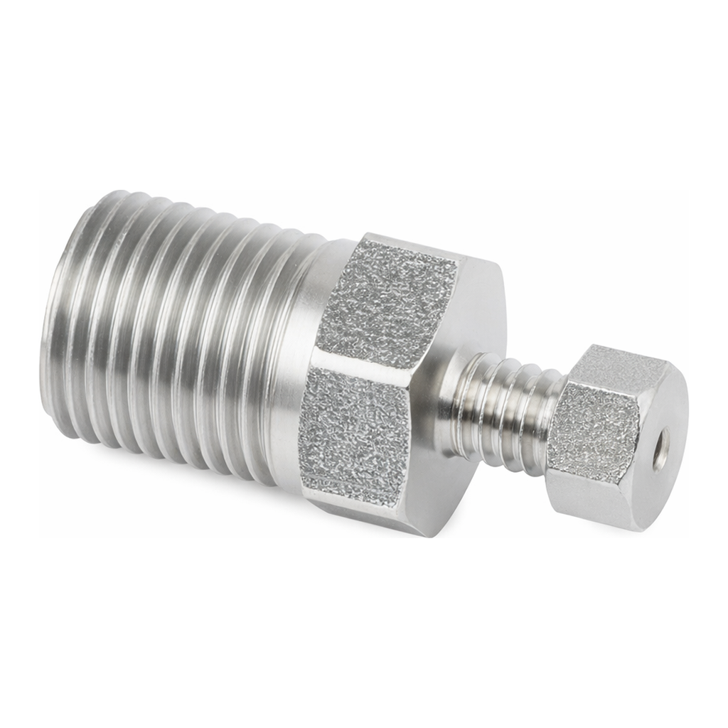Restek Fittings, Valco, Male Pipe to Valco Internal Adapter 1/8inNPT male to 1/16inZDV 1.00mm bor