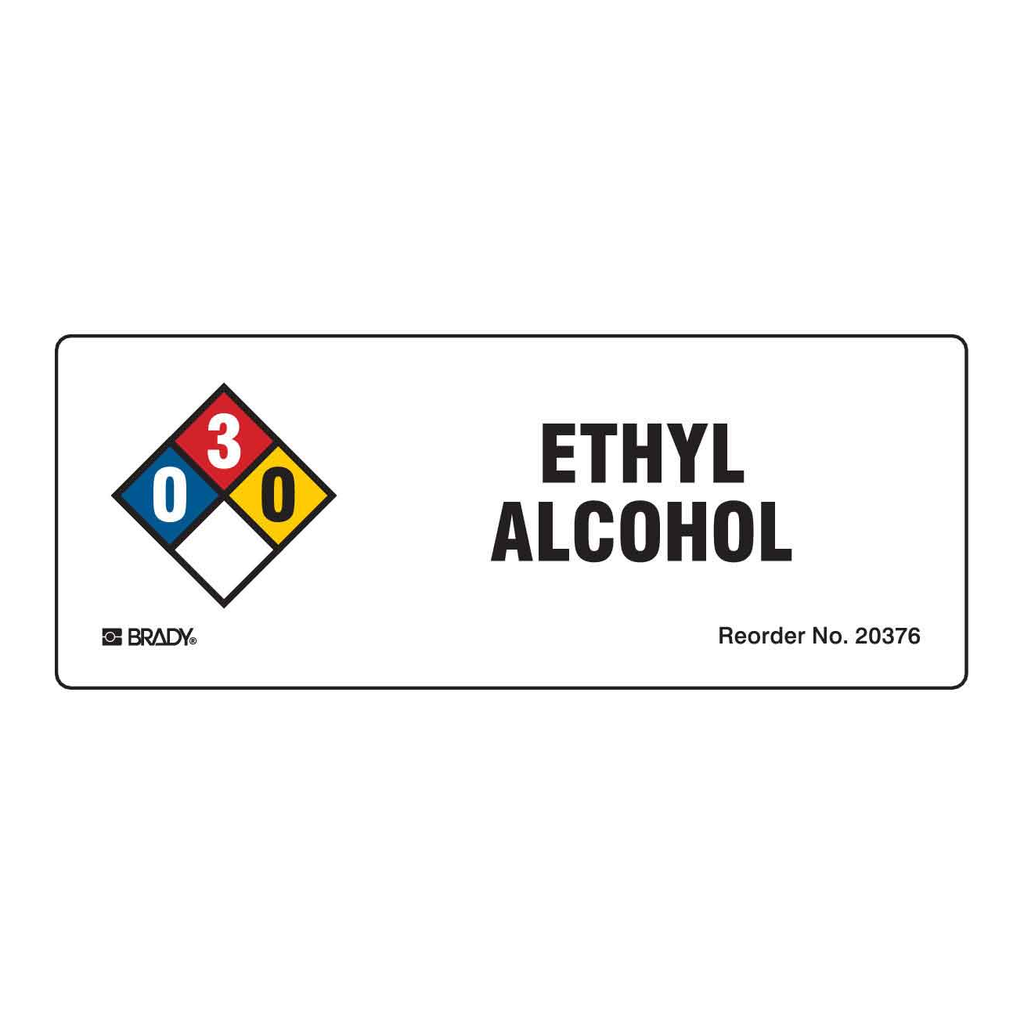 Brady Ethyl Alcohol NFPA Labels