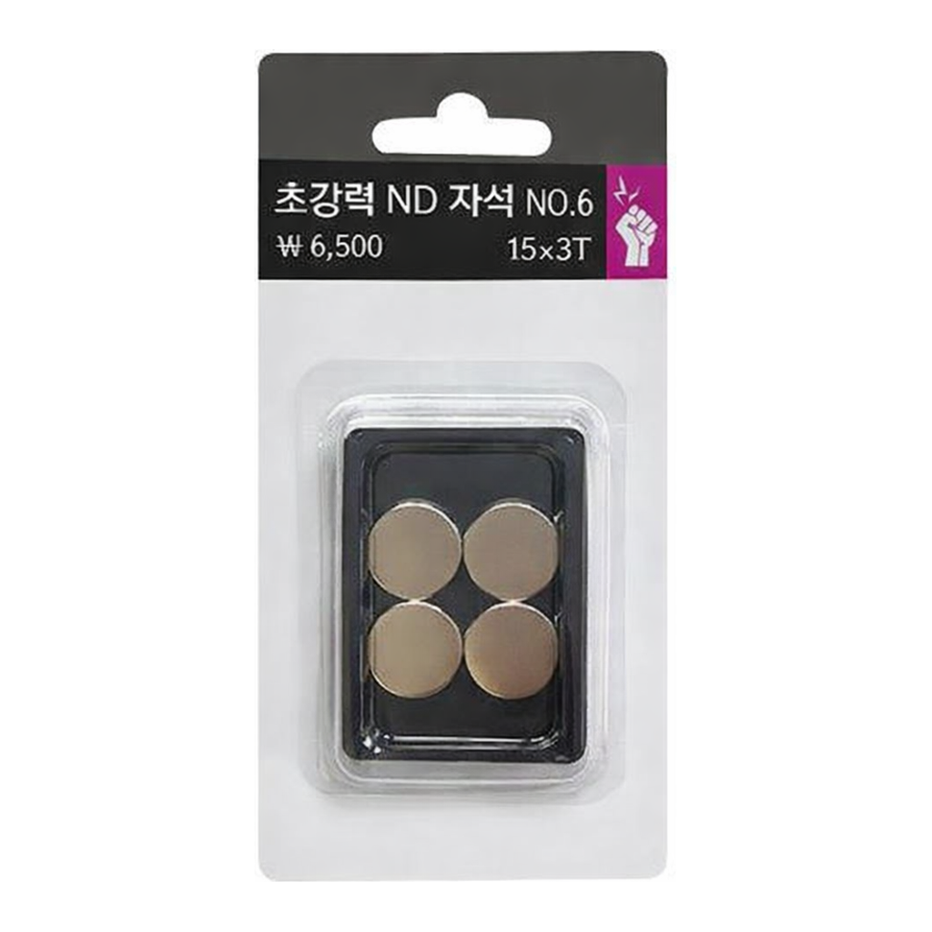 OFFICENEX 초강력ND자석(No6/4개입/Ø15xT3mm)