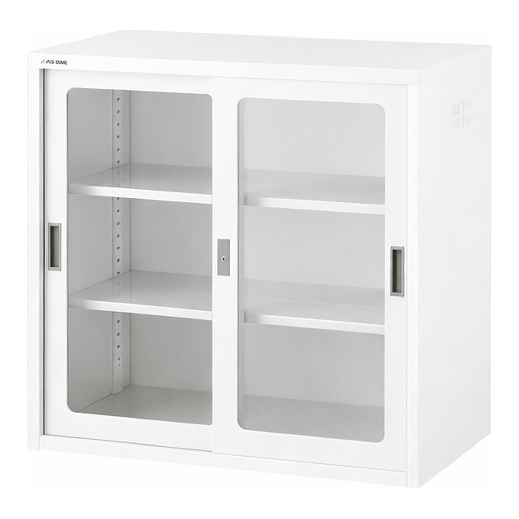 AS ONE Chemical-Resistant Double Sliding Storehouse (White Color) Glass Door