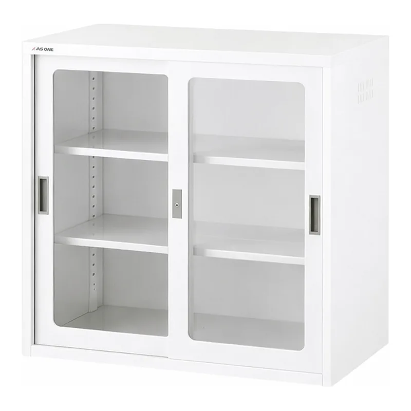 AS ONE Chemical-Resistant Double Sliding Storehouse (White Color) Glass Door