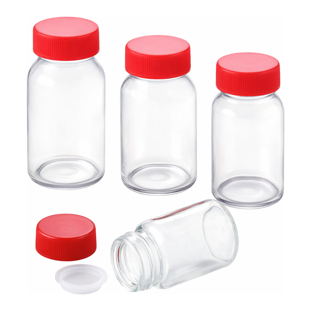 AS ONE Wide Mouth Standard Glass Bottle Transparent (Carton Pack), 광구 규격병(투명)(케이스판매)
