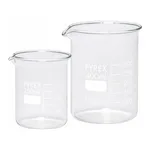 Merck Pyrex Griffin beakers, low form, with printed trace code