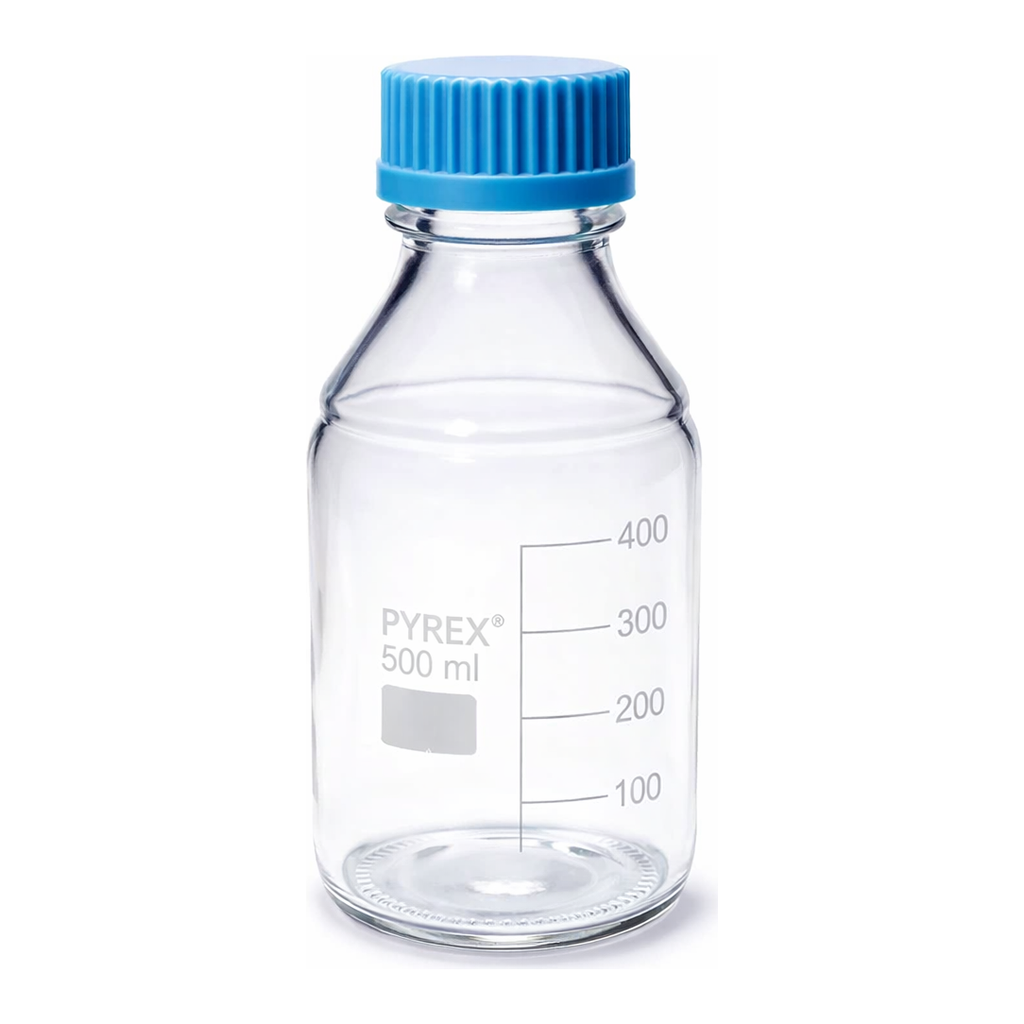 Merck Pyrex Media-Lab Bottles, with cap and pouring ring, with printed trace code