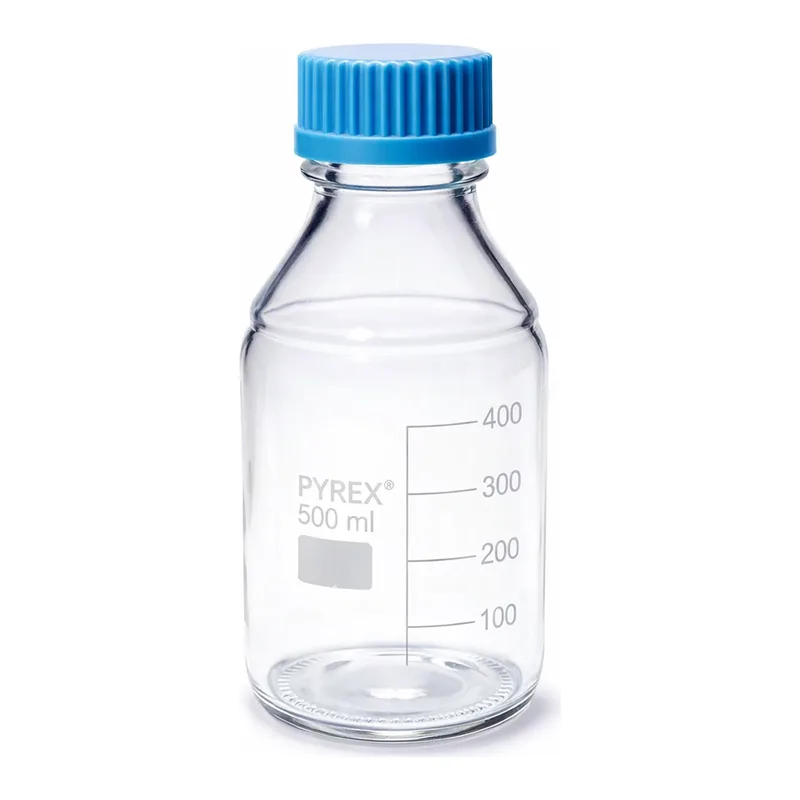 Merck Pyrex Media-Lab Bottles, with cap and pouring ring, with printed trace code
