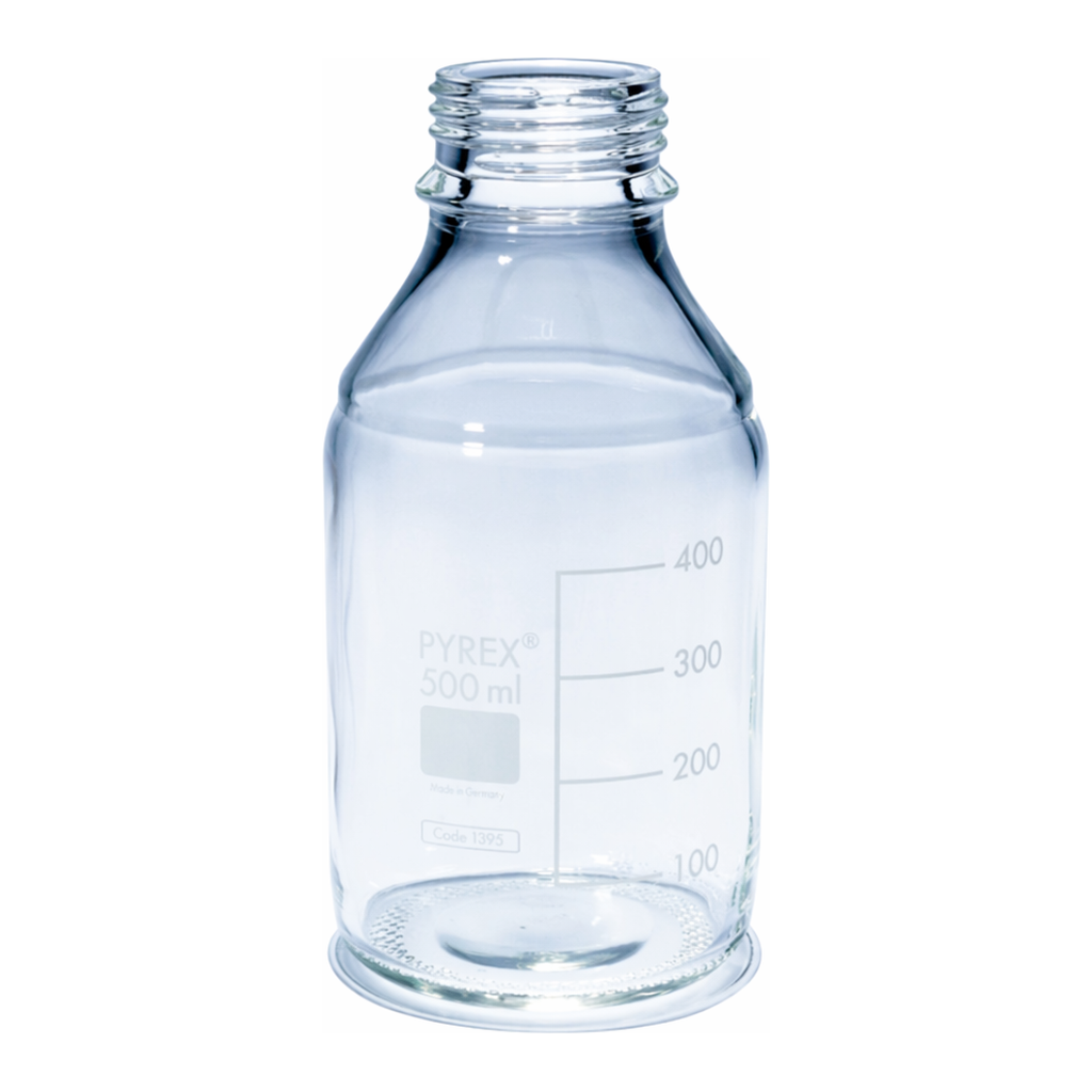 Merck Pyrex Media-Lab Bottles, with-out cap and pouring ring, with printed trace code