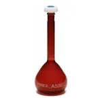 Merck Pyrex Volumetric flask, heavy duty, class A, amber, works certified, USP/ISO/DIN tolerances