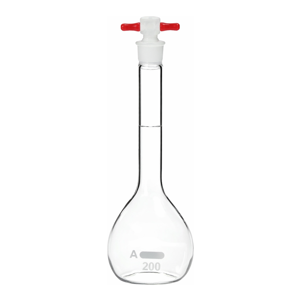 Merck Pyrex volumetric flask with PTFE stopper