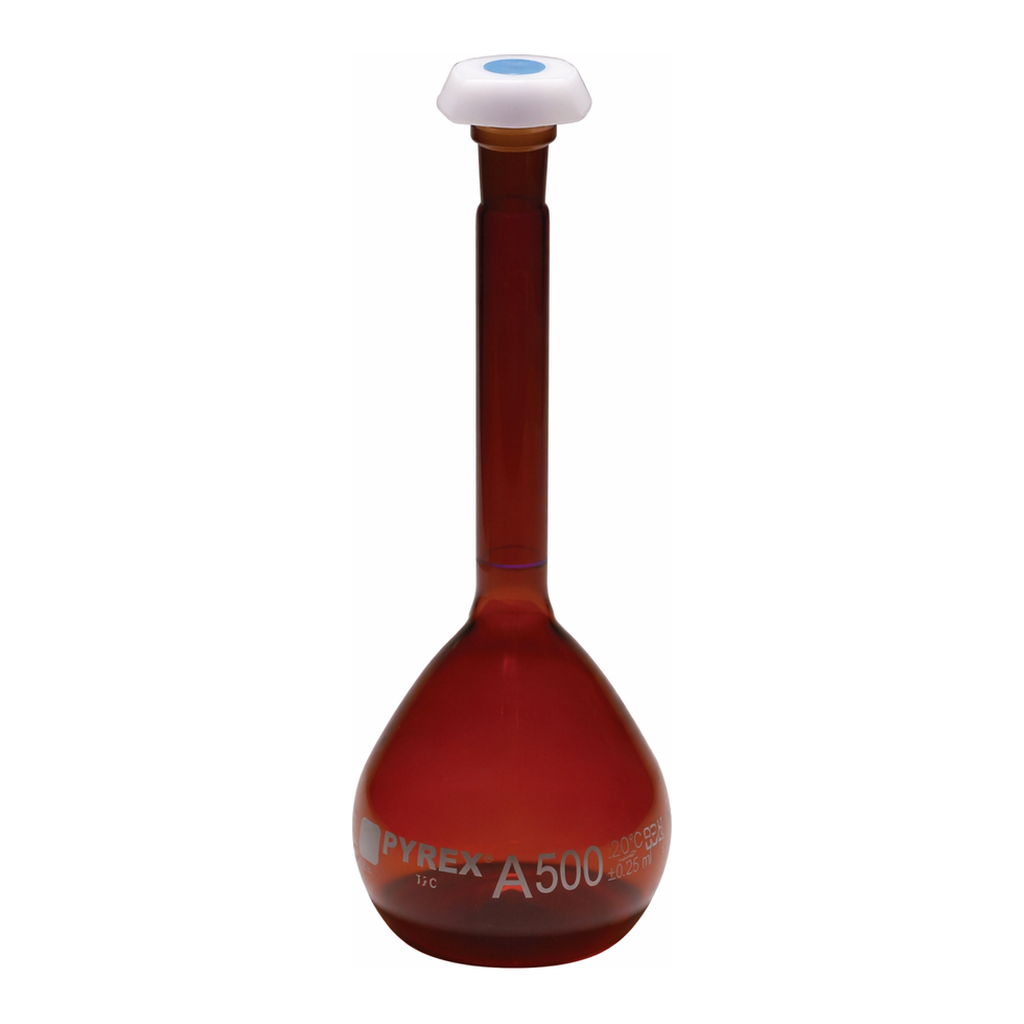 Merck Pyrex Volumetric flask, heavy duty, class A, amber, USP/ISO/DIN tolerances,