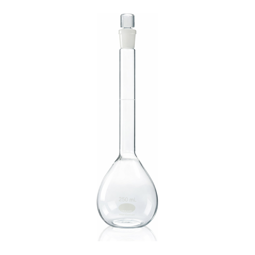 Merck Pyrex volumetric flask, with Pyrex ST stopper