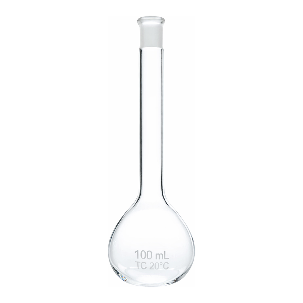 Merck Pyrex volumetric flasks with PE stopper