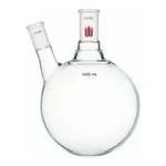 Merck Synthware two neck round bottom flask with angled side neck