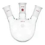 Merck Synthware three neck round bottom flask with angled side necks