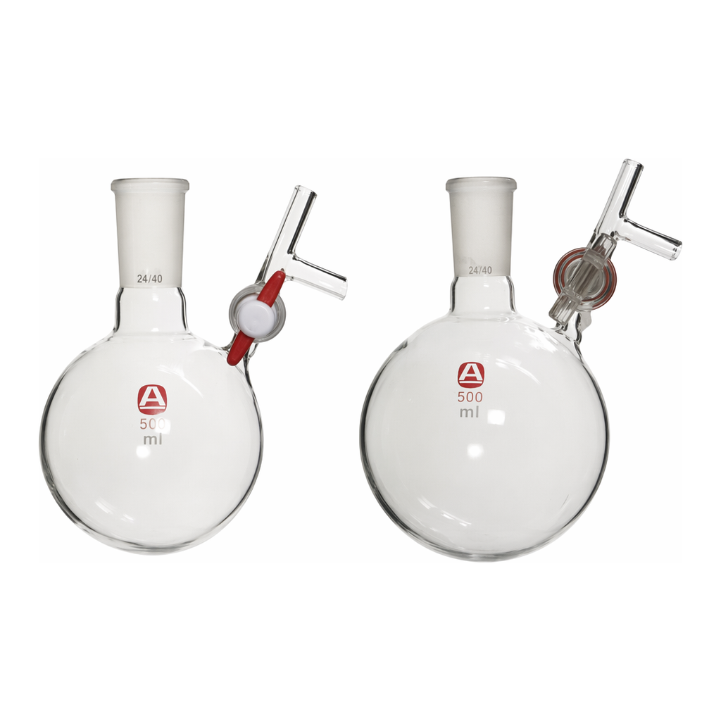 Merck Aldrich round-bottom storage flask with stopcock-equipped septum-inlet