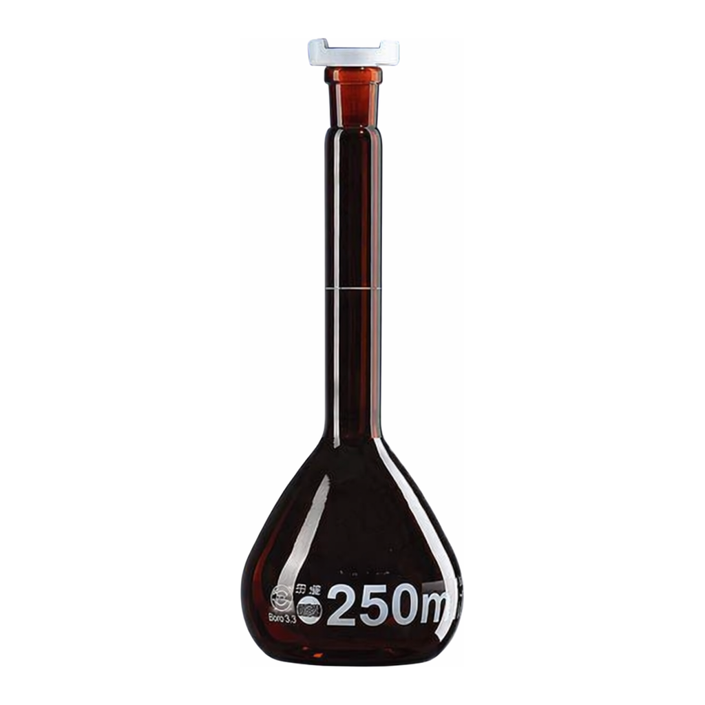 Merck BRAND BLAUBRAND volumetric flask, PP stopper, amber glass