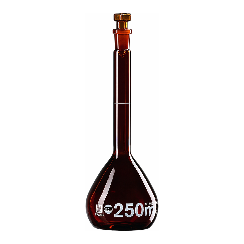 Merck BRAND BLAUBRAND volumetric flask, glass stopper, amber glass