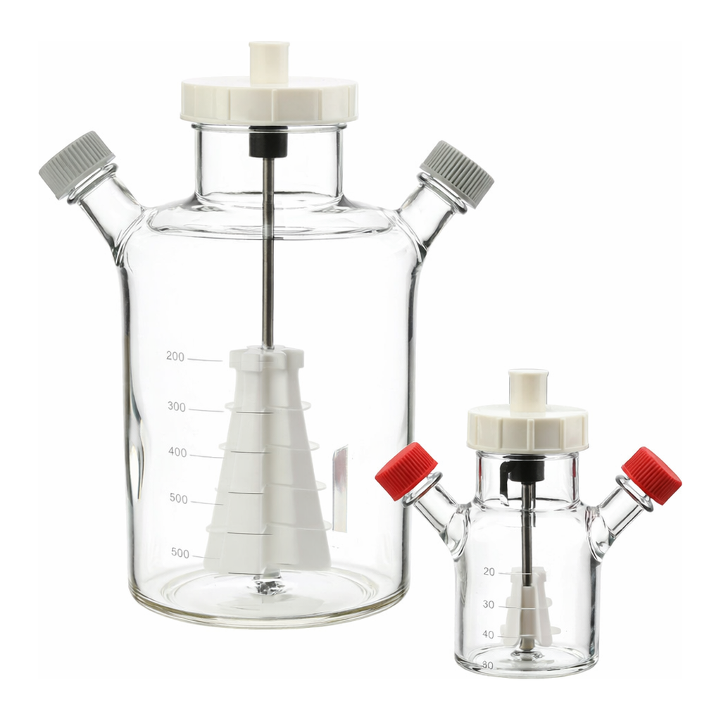 Merck Corning ProCulture glass spinner flask complete, baffled, angled sidearms