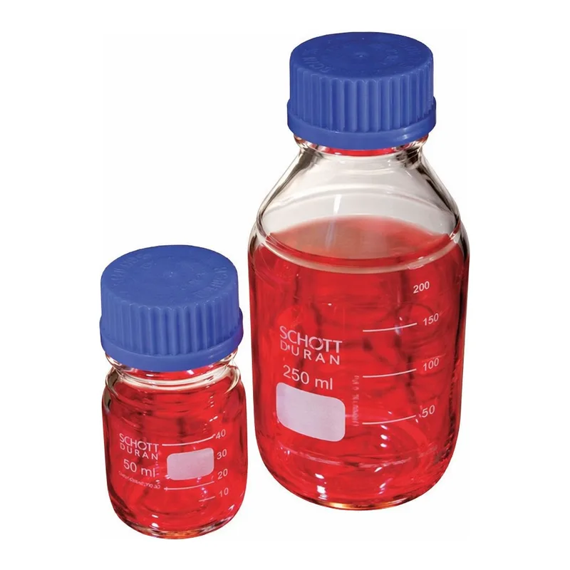 Merck Duran laboratory bottles, with caps