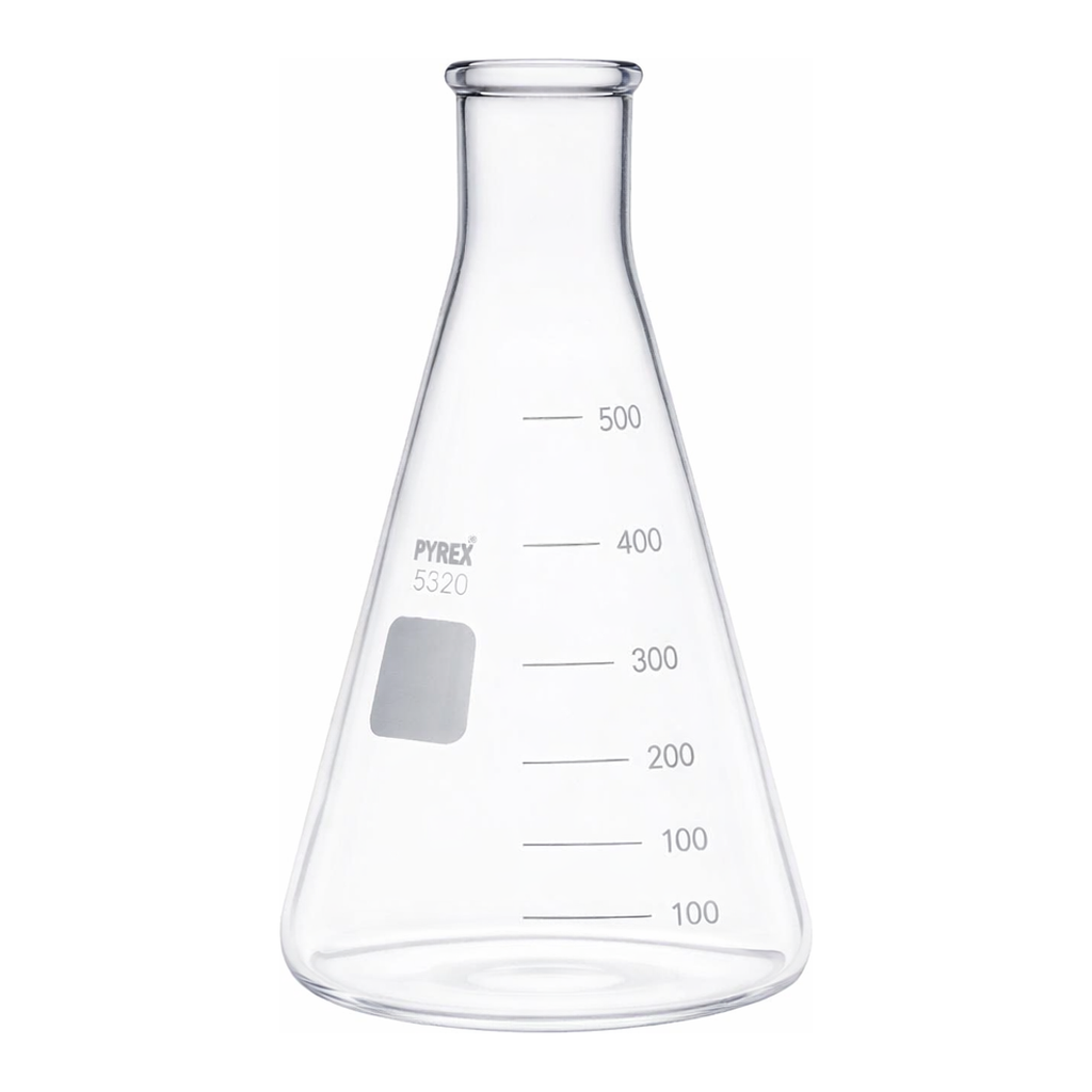 Merck Pyrex Erlenmeyer flask, heavy duty, narrow neck