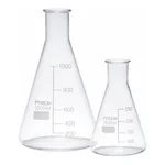 Merck Pyrex Erlenmeyer flask, narrow neck, with printed trace code