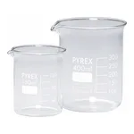 Merck Pyrex Griffin beakers, low form, with printed trace code