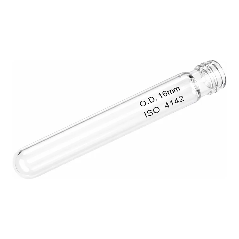 Merck Pyrex disposable culture tubes, screw cap style, round-bottom