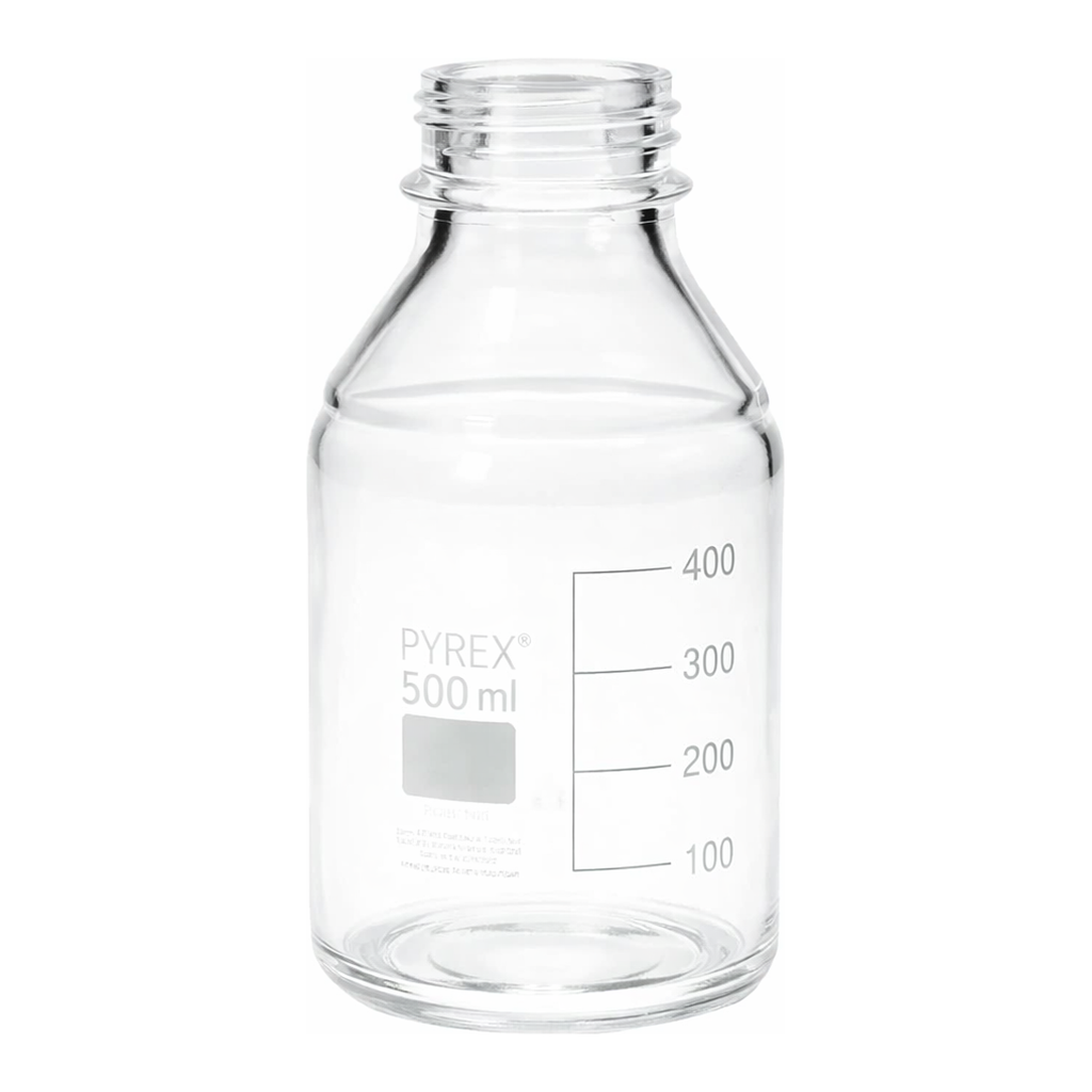 Merck Pyrex Media-Lab Bottles, with-out cap and pouring ring, with printed trace code
