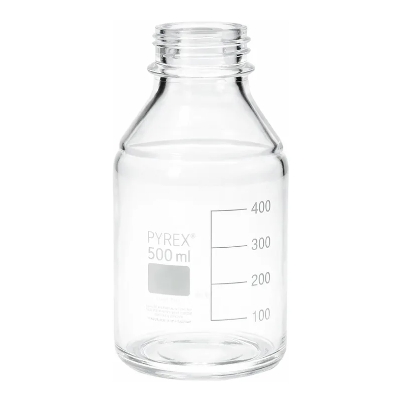 Merck Pyrex Media-Lab Bottles, with-out cap and pouring ring, with printed trace code