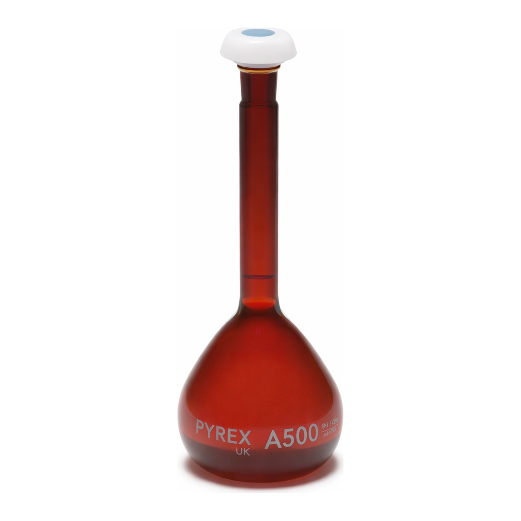 Merck Pyrex Volumetric flask, heavy duty, class A, amber, USP/ISO/DIN tolerances,