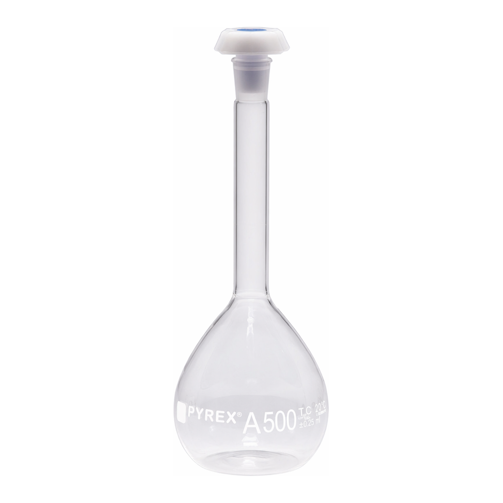 Merck Pyrex Volumetric flask, heavy duty, class A, works certified, USP/ISO/DIN tolerances