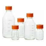 Merck Pyrex round media storage bottles and reusable screw caps