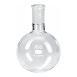 Merck Pyrex round-bottom heavy wall boiling flask, short neck with joint