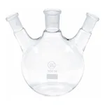 Merck Quickfit three-neck round-bottom flasks with angled necks