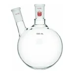 Merck Synthware two neck round bottom flask with angled side neck