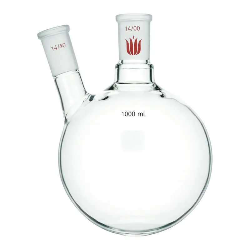 Merck Synthware two neck round bottom flask with angled side neck